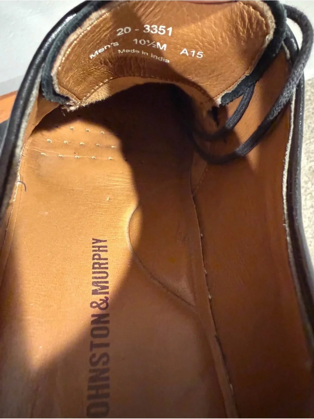 Johnston & Murphy Black Leather Wingtip Derby Shoes